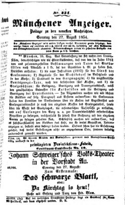 Neueste Nachrichten aus dem Gebiete der Politik (Münchner neueste Nachrichten) Sonntag 27. August 1854