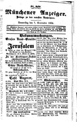 Neueste Nachrichten aus dem Gebiete der Politik (Münchner neueste Nachrichten) Donnerstag 7. September 1854