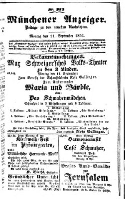 Neueste Nachrichten aus dem Gebiete der Politik (Münchner neueste Nachrichten) Montag 11. September 1854