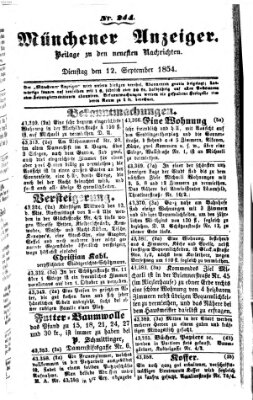 Neueste Nachrichten aus dem Gebiete der Politik (Münchner neueste Nachrichten) Dienstag 12. September 1854