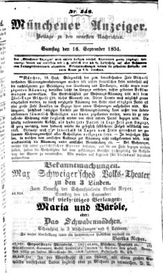 Neueste Nachrichten aus dem Gebiete der Politik (Münchner neueste Nachrichten) Samstag 16. September 1854