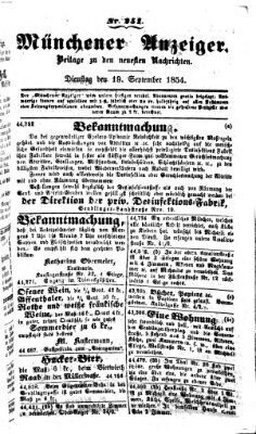 Neueste Nachrichten aus dem Gebiete der Politik (Münchner neueste Nachrichten) Dienstag 19. September 1854