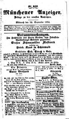 Neueste Nachrichten aus dem Gebiete der Politik (Münchner neueste Nachrichten) Mittwoch 20. September 1854