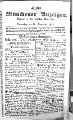 Neueste Nachrichten aus dem Gebiete der Politik (Münchner neueste Nachrichten) Donnerstag 28. September 1854