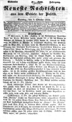 Neueste Nachrichten aus dem Gebiete der Politik (Münchner neueste Nachrichten) Samstag 7. Oktober 1854