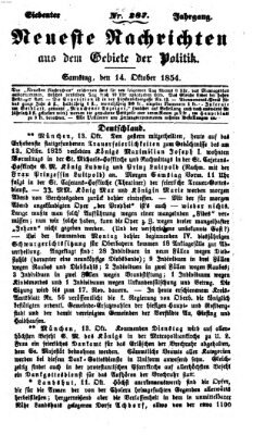 Neueste Nachrichten aus dem Gebiete der Politik (Münchner neueste Nachrichten) Samstag 14. Oktober 1854