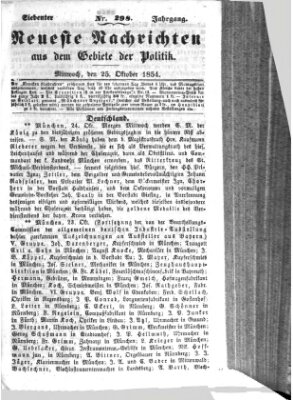 Neueste Nachrichten aus dem Gebiete der Politik (Münchner neueste Nachrichten) Mittwoch 25. Oktober 1854