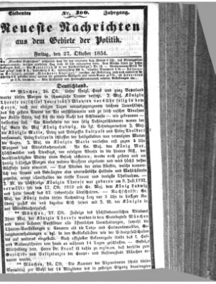 Neueste Nachrichten aus dem Gebiete der Politik (Münchner neueste Nachrichten) Freitag 27. Oktober 1854