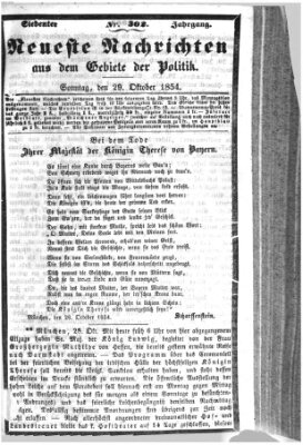 Neueste Nachrichten aus dem Gebiete der Politik (Münchner neueste Nachrichten) Sonntag 29. Oktober 1854