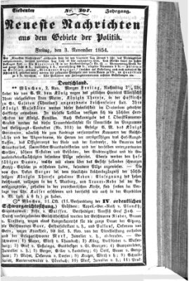 Neueste Nachrichten aus dem Gebiete der Politik (Münchner neueste Nachrichten) Freitag 3. November 1854