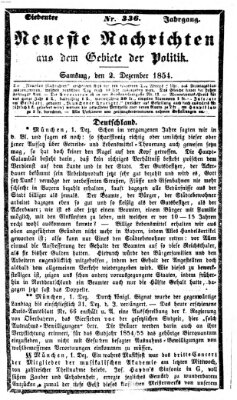 Neueste Nachrichten aus dem Gebiete der Politik (Münchner neueste Nachrichten) Samstag 2. Dezember 1854