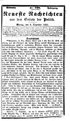 Neueste Nachrichten aus dem Gebiete der Politik (Münchner neueste Nachrichten) Montag 4. Dezember 1854