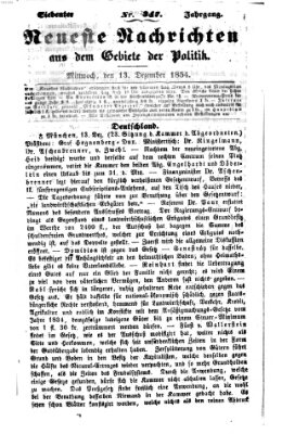 Neueste Nachrichten aus dem Gebiete der Politik (Münchner neueste Nachrichten) Mittwoch 13. Dezember 1854