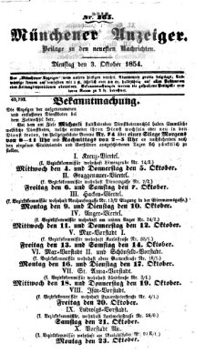 Neueste Nachrichten aus dem Gebiete der Politik (Münchner neueste Nachrichten) Dienstag 3. Oktober 1854