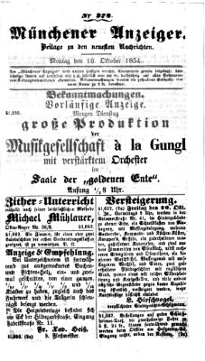 Neueste Nachrichten aus dem Gebiete der Politik (Münchner neueste Nachrichten) Montag 16. Oktober 1854