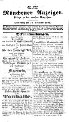 Neueste Nachrichten aus dem Gebiete der Politik (Münchner neueste Nachrichten) Donnerstag 16. November 1854