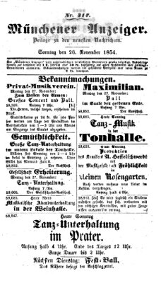 Neueste Nachrichten aus dem Gebiete der Politik (Münchner neueste Nachrichten) Sonntag 26. November 1854