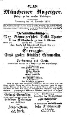 Neueste Nachrichten aus dem Gebiete der Politik (Münchner neueste Nachrichten) Donnerstag 30. November 1854