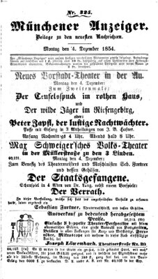 Neueste Nachrichten aus dem Gebiete der Politik (Münchner neueste Nachrichten) Montag 4. Dezember 1854