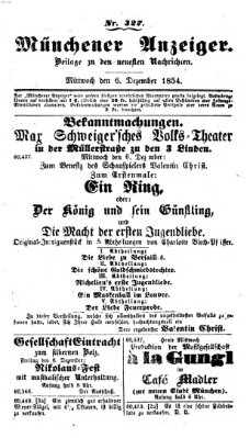 Neueste Nachrichten aus dem Gebiete der Politik (Münchner neueste Nachrichten) Mittwoch 6. Dezember 1854