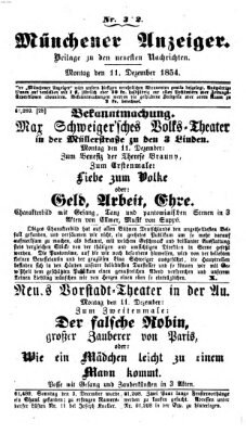 Neueste Nachrichten aus dem Gebiete der Politik (Münchner neueste Nachrichten) Montag 11. Dezember 1854