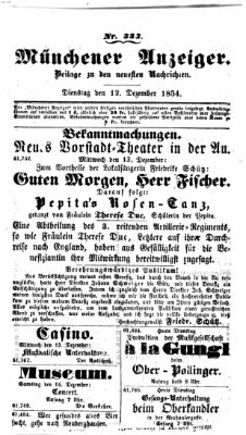 Neueste Nachrichten aus dem Gebiete der Politik (Münchner neueste Nachrichten) Dienstag 12. Dezember 1854