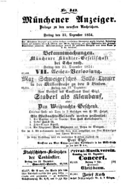 Neueste Nachrichten aus dem Gebiete der Politik (Münchner neueste Nachrichten) Freitag 22. Dezember 1854