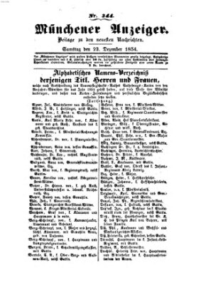 Neueste Nachrichten aus dem Gebiete der Politik (Münchner neueste Nachrichten) Samstag 23. Dezember 1854