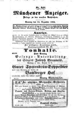 Neueste Nachrichten aus dem Gebiete der Politik (Münchner neueste Nachrichten) Sonntag 24. Dezember 1854