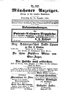 Neueste Nachrichten aus dem Gebiete der Politik (Münchner neueste Nachrichten) Donnerstag 28. Dezember 1854