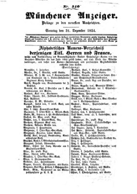 Neueste Nachrichten aus dem Gebiete der Politik (Münchner neueste Nachrichten) Sonntag 31. Dezember 1854