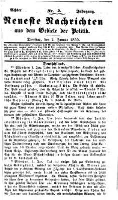 Neueste Nachrichten aus dem Gebiete der Politik (Münchner neueste Nachrichten) Dienstag 2. Januar 1855