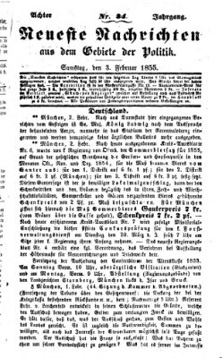 Neueste Nachrichten aus dem Gebiete der Politik (Münchner neueste Nachrichten) Samstag 3. Februar 1855