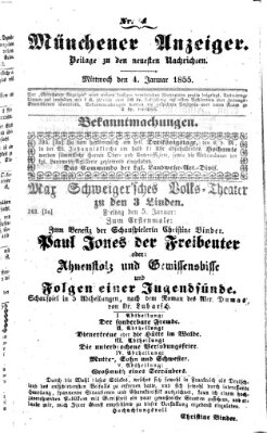 Neueste Nachrichten aus dem Gebiete der Politik (Münchner neueste Nachrichten) Donnerstag 4. Januar 1855