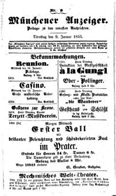 Neueste Nachrichten aus dem Gebiete der Politik (Münchner neueste Nachrichten) Dienstag 9. Januar 1855