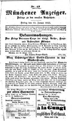 Neueste Nachrichten aus dem Gebiete der Politik (Münchner neueste Nachrichten) Freitag 12. Januar 1855