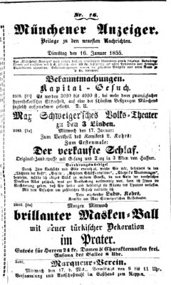 Neueste Nachrichten aus dem Gebiete der Politik (Münchner neueste Nachrichten) Dienstag 16. Januar 1855