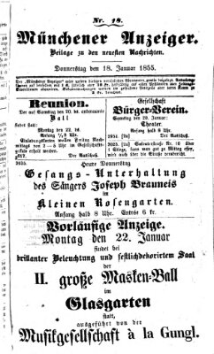 Neueste Nachrichten aus dem Gebiete der Politik (Münchner neueste Nachrichten) Donnerstag 18. Januar 1855