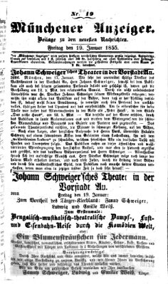 Neueste Nachrichten aus dem Gebiete der Politik (Münchner neueste Nachrichten) Freitag 19. Januar 1855