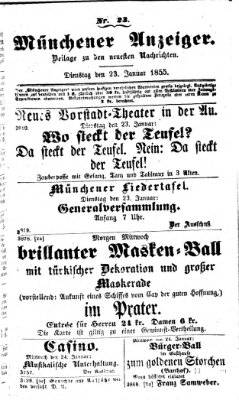 Neueste Nachrichten aus dem Gebiete der Politik (Münchner neueste Nachrichten) Dienstag 23. Januar 1855