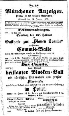 Neueste Nachrichten aus dem Gebiete der Politik (Münchner neueste Nachrichten) Mittwoch 24. Januar 1855