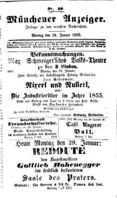 Neueste Nachrichten aus dem Gebiete der Politik (Münchner neueste Nachrichten) Montag 29. Januar 1855