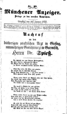 Neueste Nachrichten aus dem Gebiete der Politik (Münchner neueste Nachrichten) Dienstag 30. Januar 1855