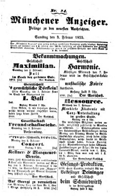 Neueste Nachrichten aus dem Gebiete der Politik (Münchner neueste Nachrichten) Samstag 3. Februar 1855