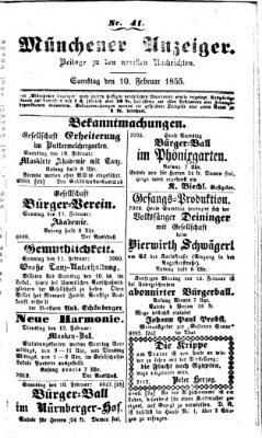 Neueste Nachrichten aus dem Gebiete der Politik (Münchner neueste Nachrichten) Samstag 10. Februar 1855