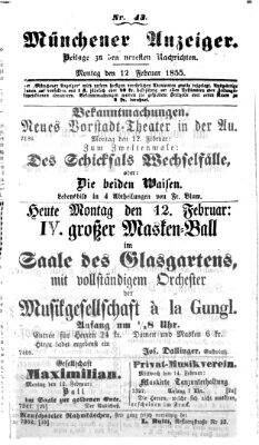 Neueste Nachrichten aus dem Gebiete der Politik (Münchner neueste Nachrichten) Montag 12. Februar 1855