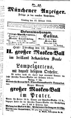 Neueste Nachrichten aus dem Gebiete der Politik (Münchner neueste Nachrichten) Dienstag 13. Februar 1855