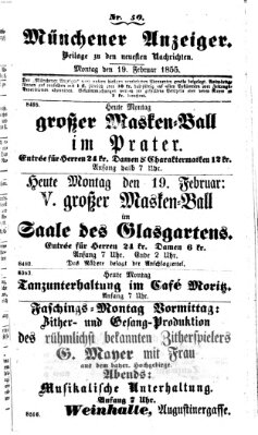 Neueste Nachrichten aus dem Gebiete der Politik (Münchner neueste Nachrichten) Montag 19. Februar 1855