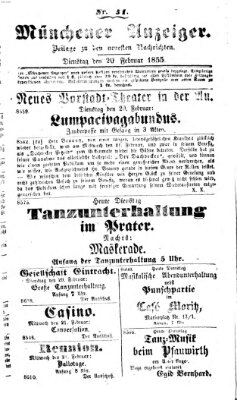 Neueste Nachrichten aus dem Gebiete der Politik (Münchner neueste Nachrichten) Dienstag 20. Februar 1855