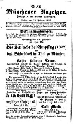 Neueste Nachrichten aus dem Gebiete der Politik (Münchner neueste Nachrichten) Freitag 23. Februar 1855